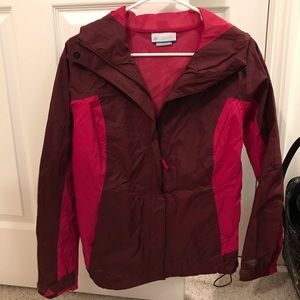 Maroon/Pink Columbia Rain Jacket